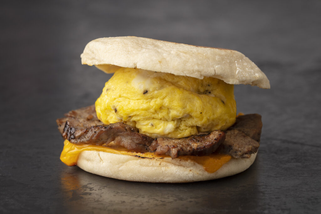 Steak Egg and Cheese Breakfast Sandwich