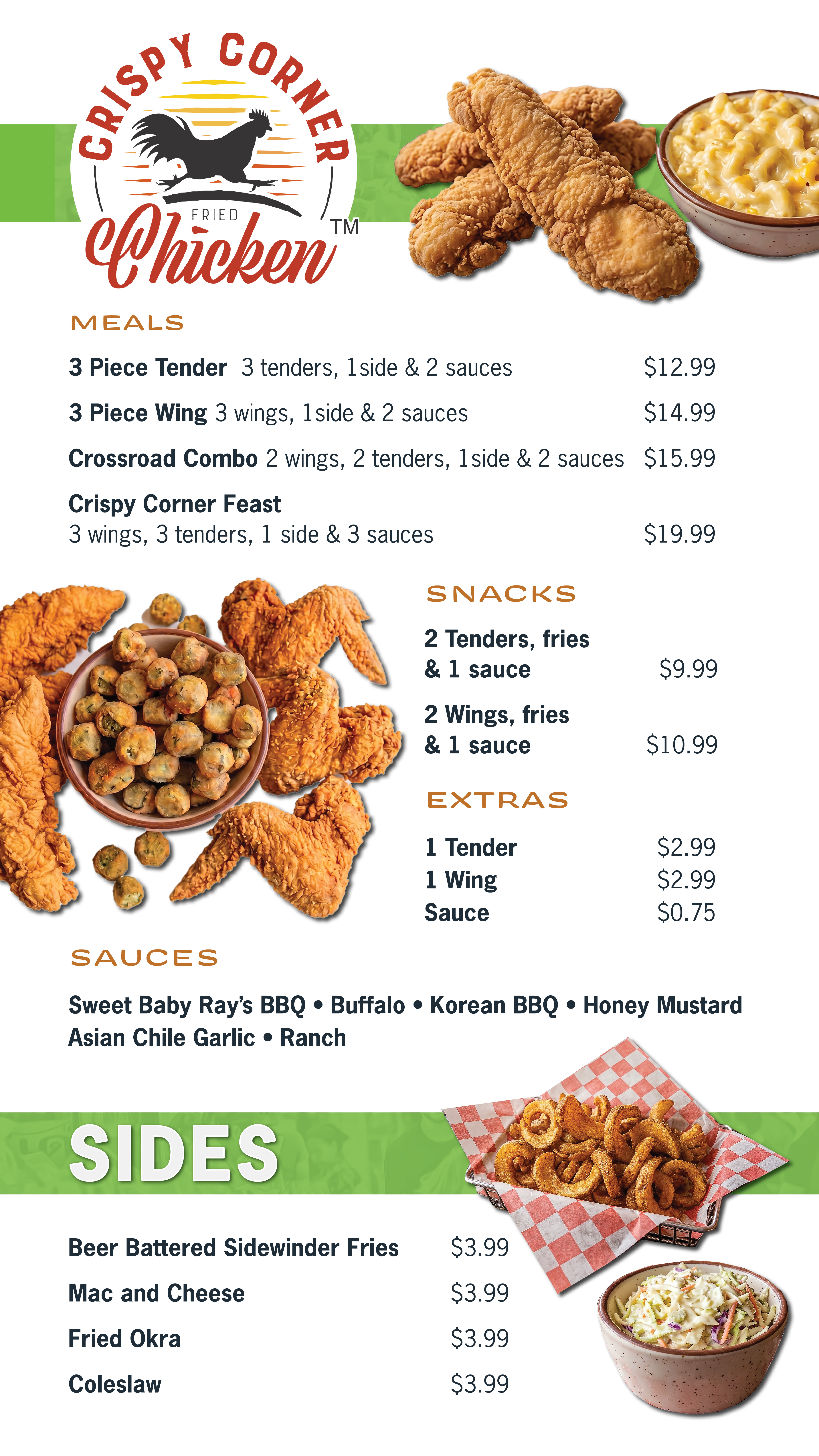 Tributory Village Menu - Chicken and Sides
